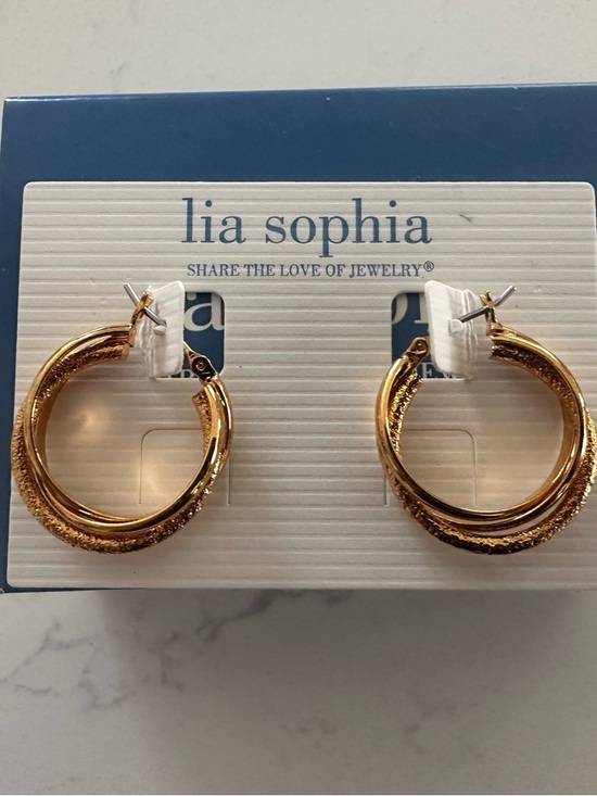 Lia Sophia Jewelry - Lia Sophia Gold Textured Double Hoop Earrings